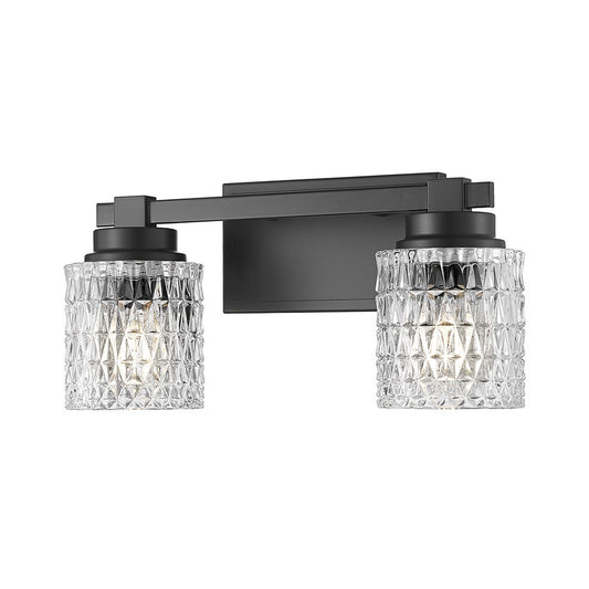 Z-Lite Jacqueline 2 Light Vanity, Matte Black/Clear Diamond - 6101-2V-MB