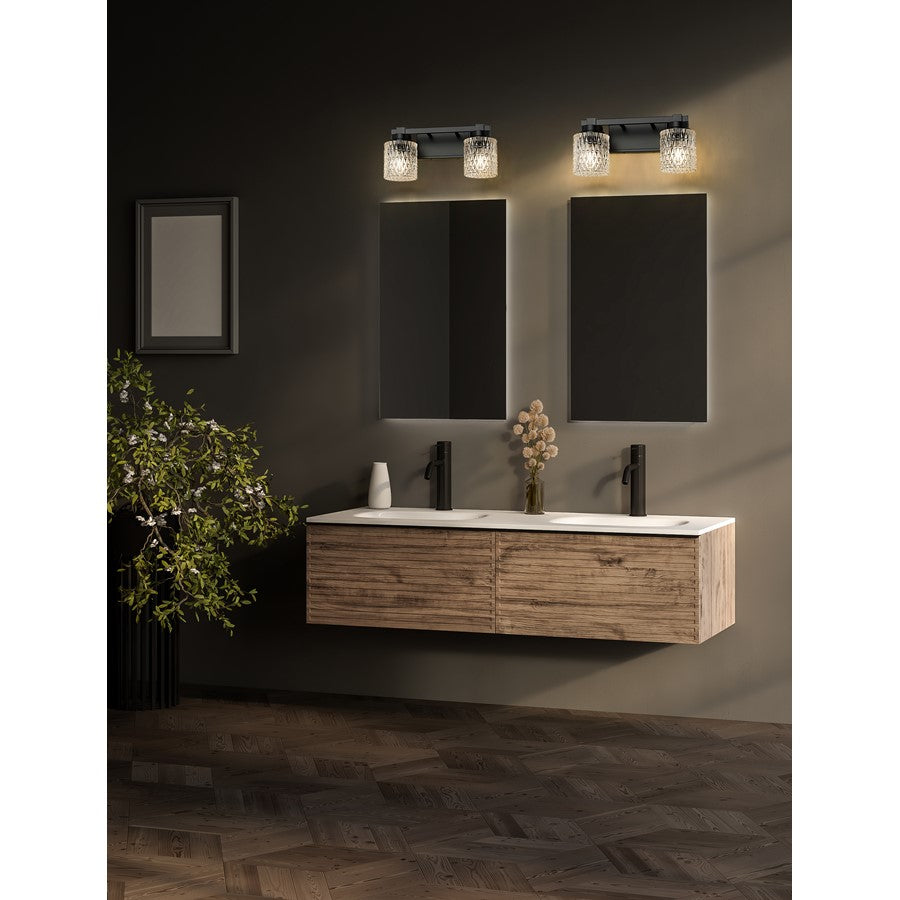 Z-Lite Jacqueline 2 Light Vanity, Matte Black/Clear Diamond