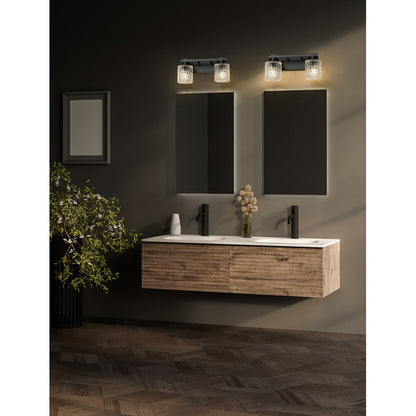 Z-Lite Jacqueline 2 Light Vanity, Matte Black/Clear Diamond