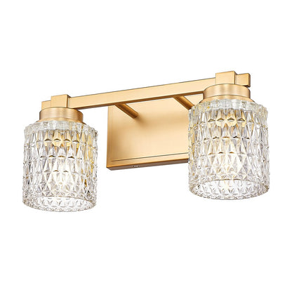 Z-Lite Jacqueline 2 Light Vanity, Modern Gold/Clear Diamond