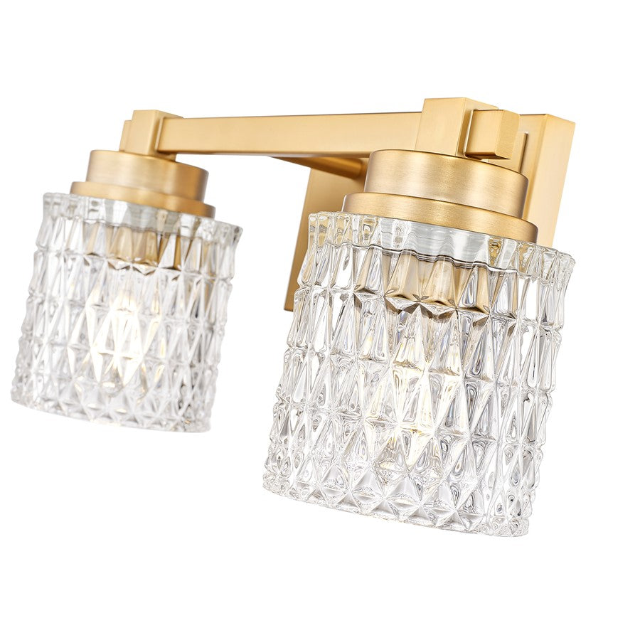 Z-Lite Jacqueline 2 Light Vanity, Modern Gold/Clear Diamond