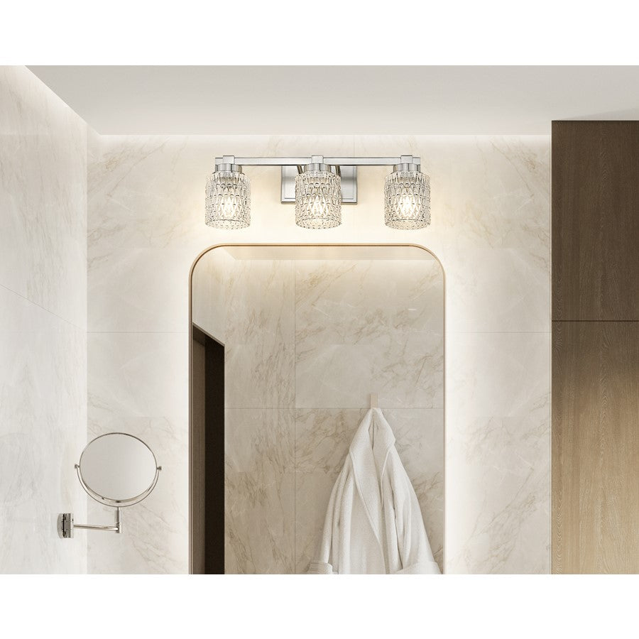 Z-Lite Jacqueline 3 Light Vanity, Brushed Nickel/Clear Diamond