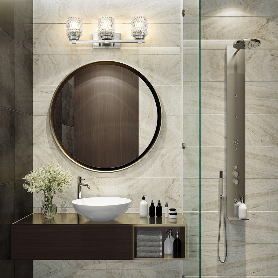 Z-Lite Jacqueline 3 Light Vanity, Brushed Nickel/Clear Diamond