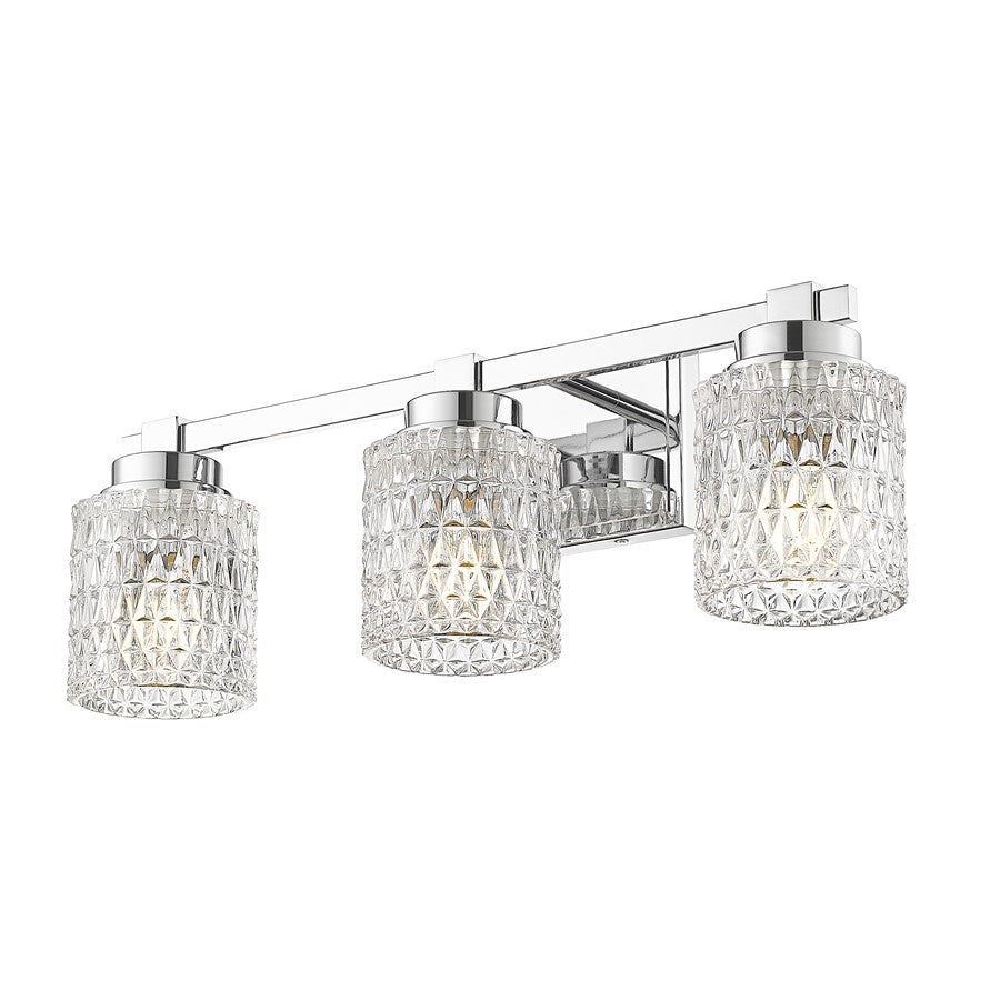 Z-Lite Jacqueline 3 Light Vanity, Chrome /Clear Diamond