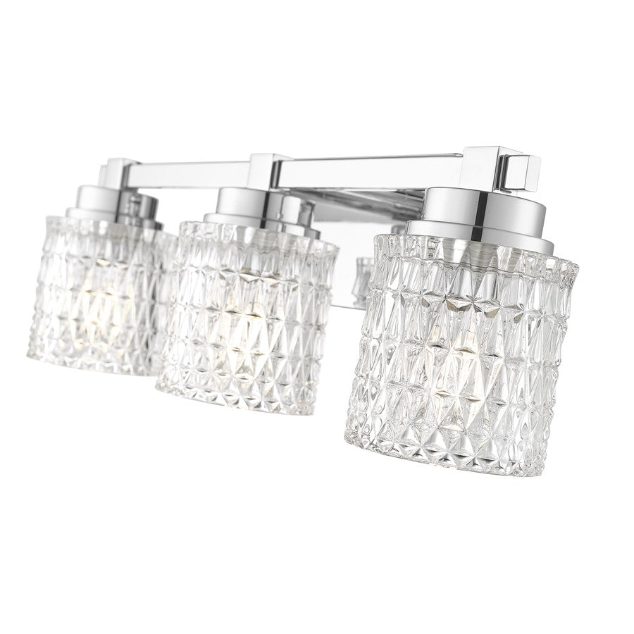 Z-Lite Jacqueline 3 Light Vanity, Chrome /Clear Diamond