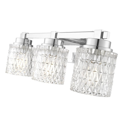 Z-Lite Jacqueline 3 Light Vanity, Chrome /Clear Diamond