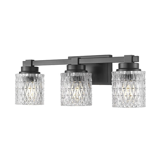 Z-Lite Jacqueline 3 Light Vanity, Matte Black/Clear Diamond - 6101-3V-MB