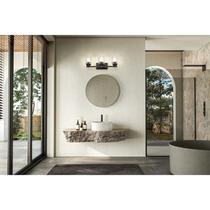 Z-Lite Jacqueline 3 Light Vanity, Matte Black/Clear Diamond