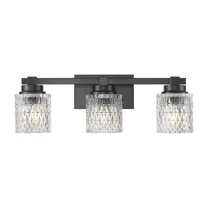 Z-Lite Jacqueline 3 Light Vanity, Matte Black/Clear Diamond