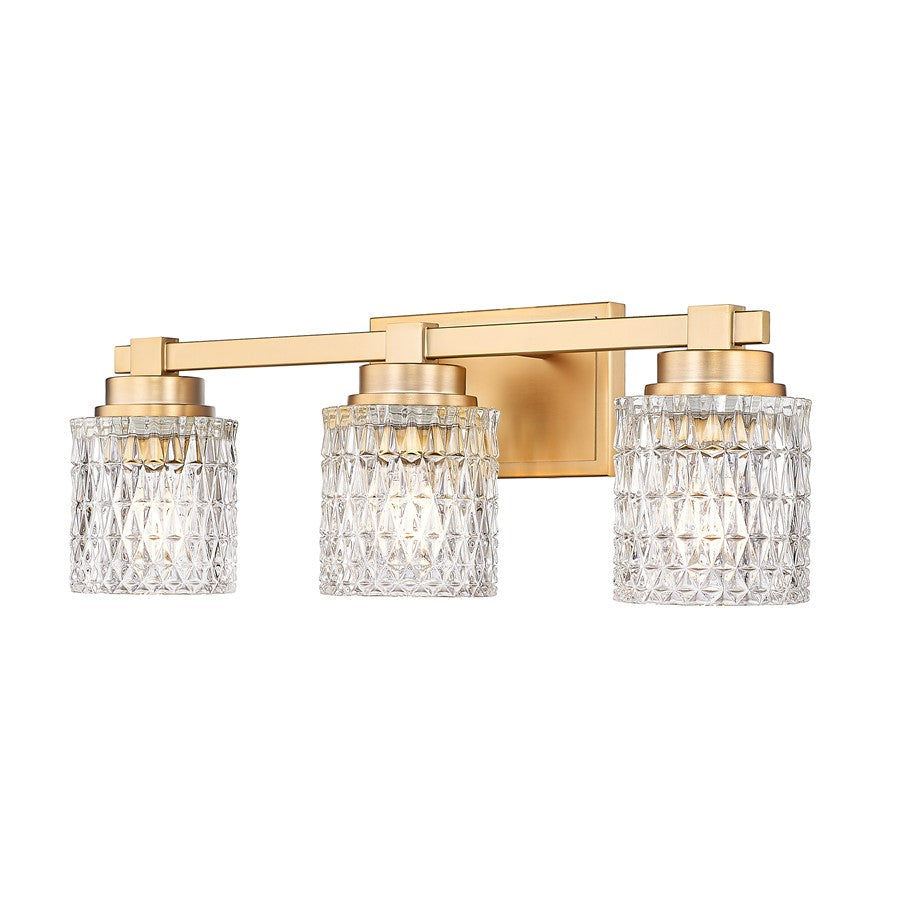 Z-Lite Jacqueline 3 Light Vanity, Modern Gold/Clear Diamond - 6101-3V-MGLD