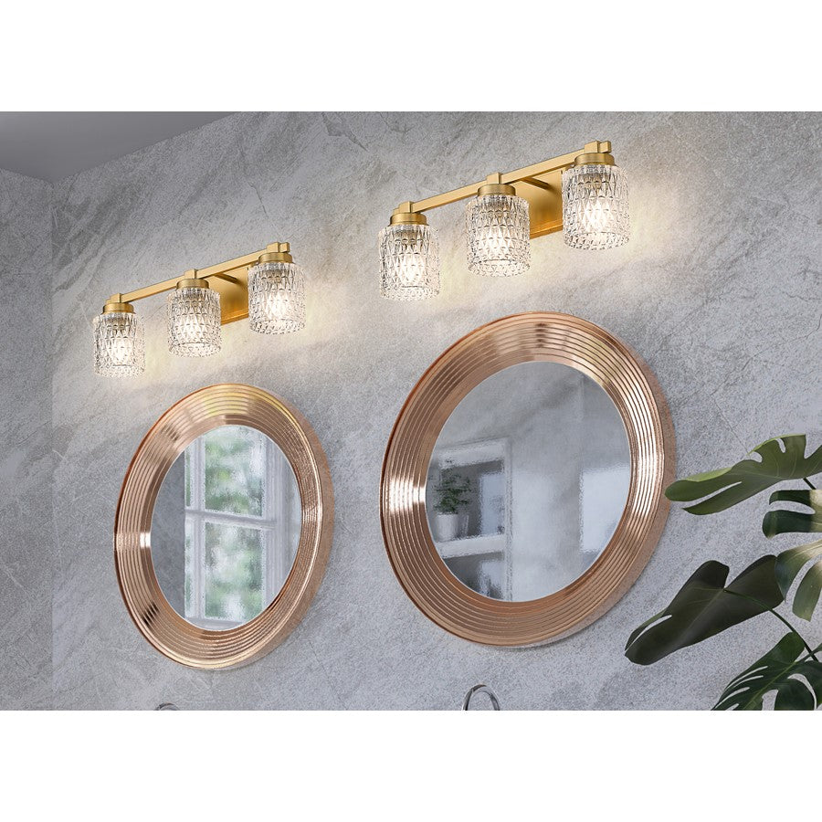 Z-Lite Jacqueline 3 Light Vanity, Modern Gold/Clear Diamond