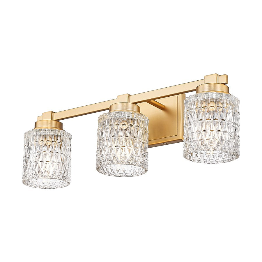Z-Lite Jacqueline 3 Light Vanity, Modern Gold/Clear Diamond