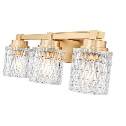 Z-Lite Jacqueline 3 Light Vanity, Modern Gold/Clear Diamond