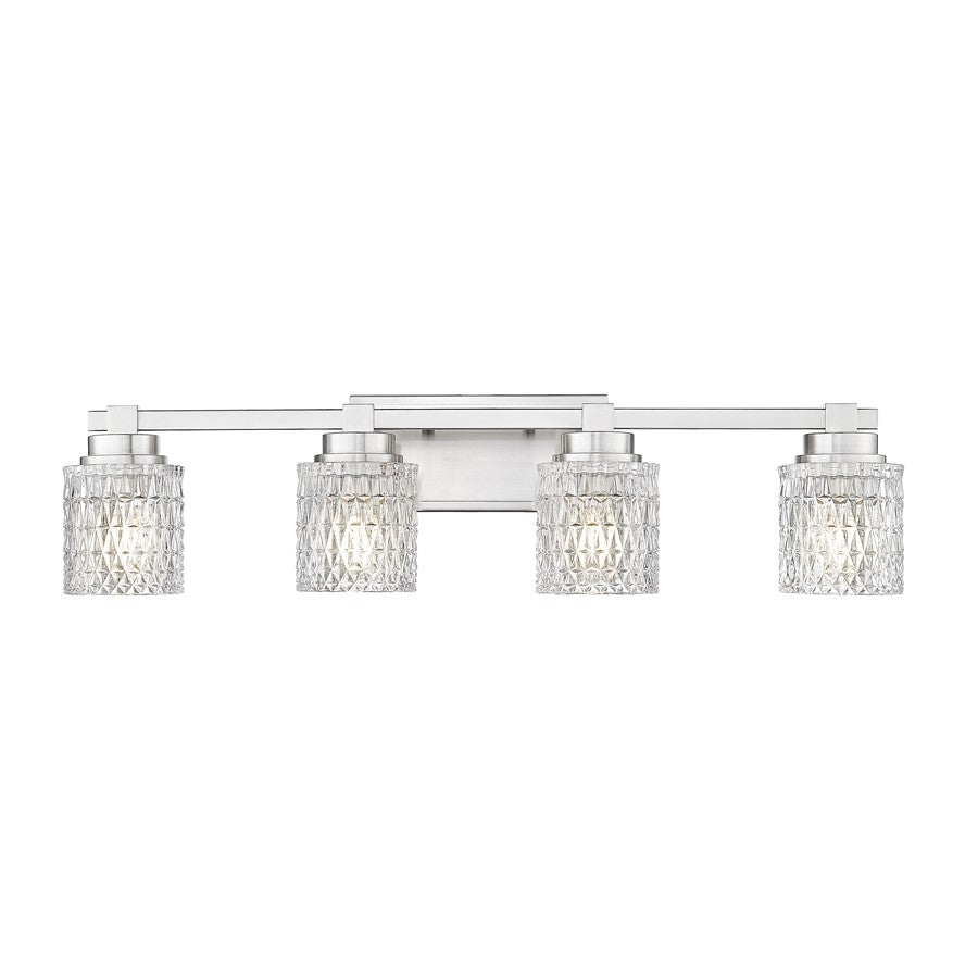 Z-Lite Jacqueline 4 Light Vanity, Brushed Nickel/Clear Diamond