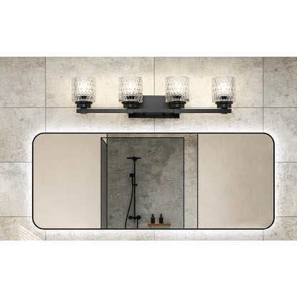 Z-Lite Jacqueline 4 Light Vanity, Matte Black/Clear Diamond