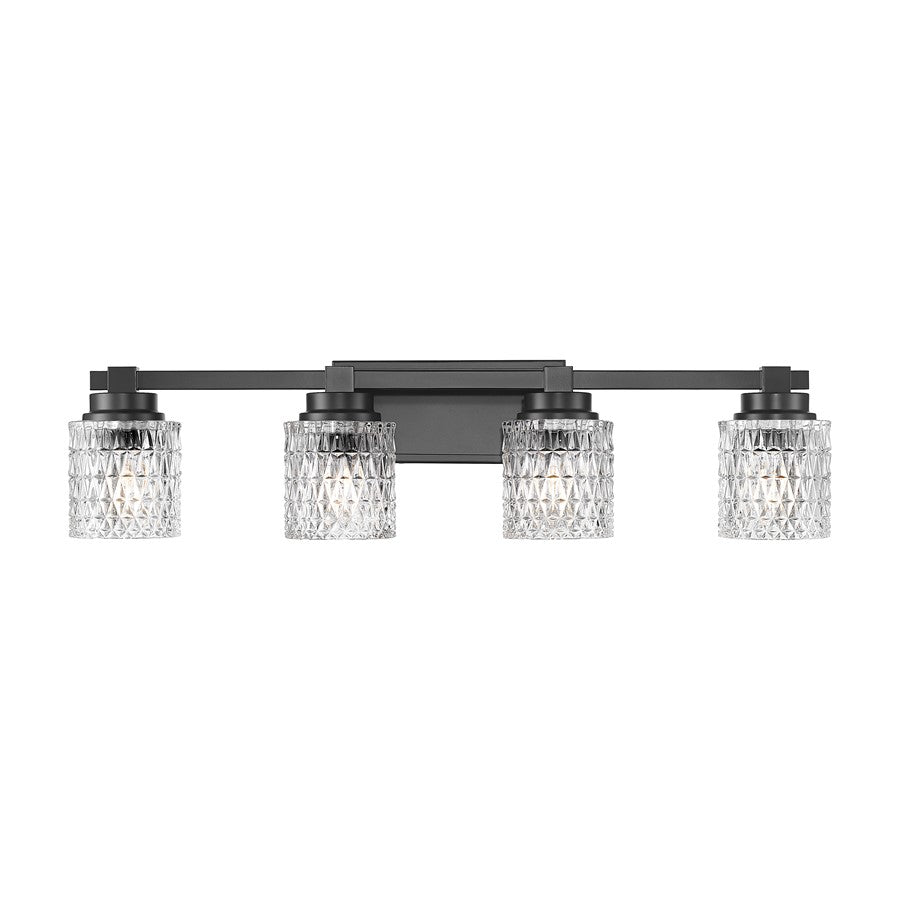 Z-Lite Jacqueline 4 Light Vanity, Matte Black/Clear Diamond