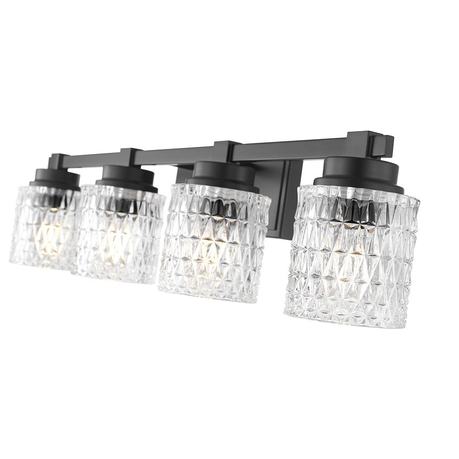 Z-Lite Jacqueline 4 Light Vanity, Matte Black/Clear Diamond