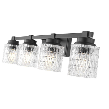 Z-Lite Jacqueline 4 Light Vanity, Matte Black/Clear Diamond