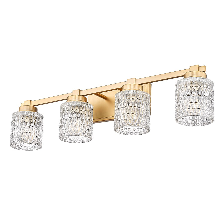Z-Lite Jacqueline 4 Light Vanity, Modern Gold/Clear Diamond