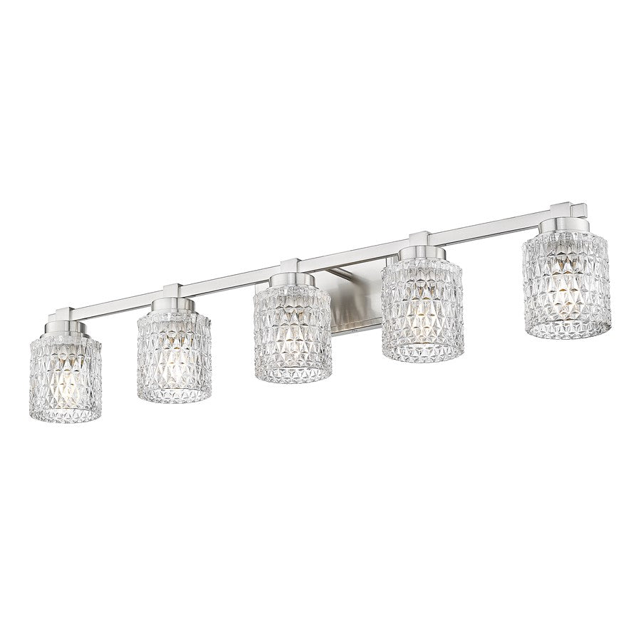 Z-Lite Jacqueline 5 Light Vanity, Brushed Nickel/Clear Diamond