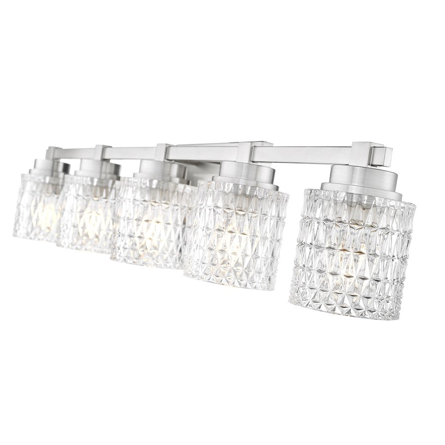 Z-Lite Jacqueline 5 Light Vanity, Brushed Nickel/Clear Diamond