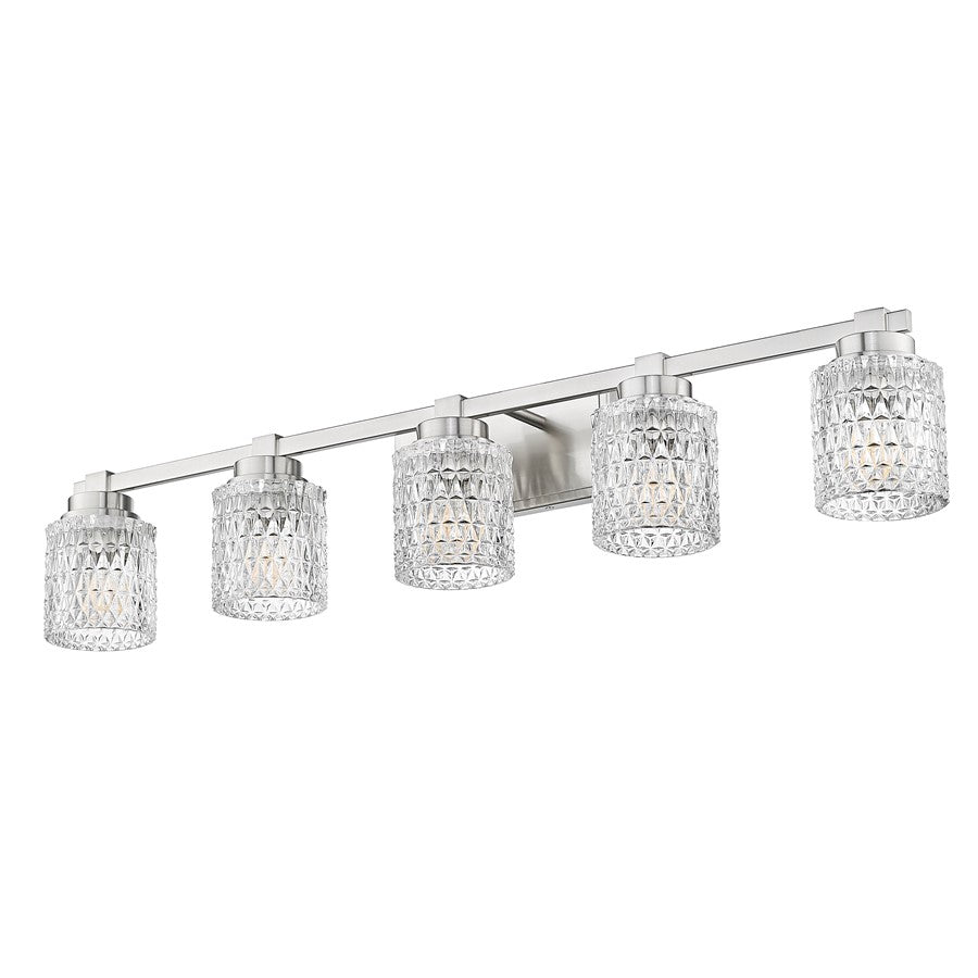 Z-Lite Jacqueline 5 Light Vanity, Brushed Nickel/Clear Diamond