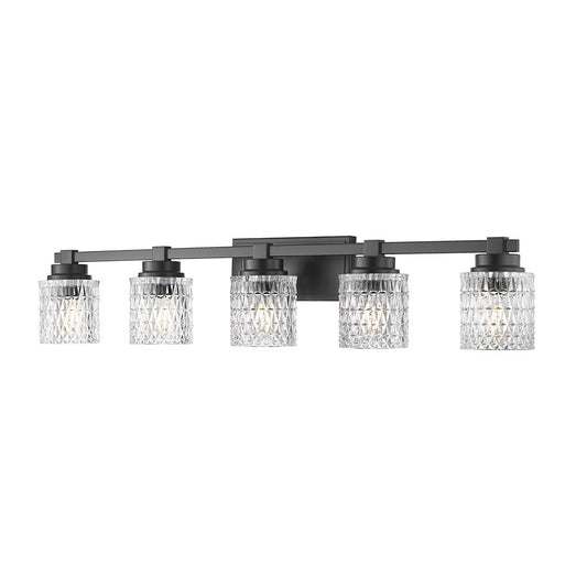 Z-Lite Jacqueline 5 Light Vanity, Matte Black/Clear Diamond - 6101-5V-MB