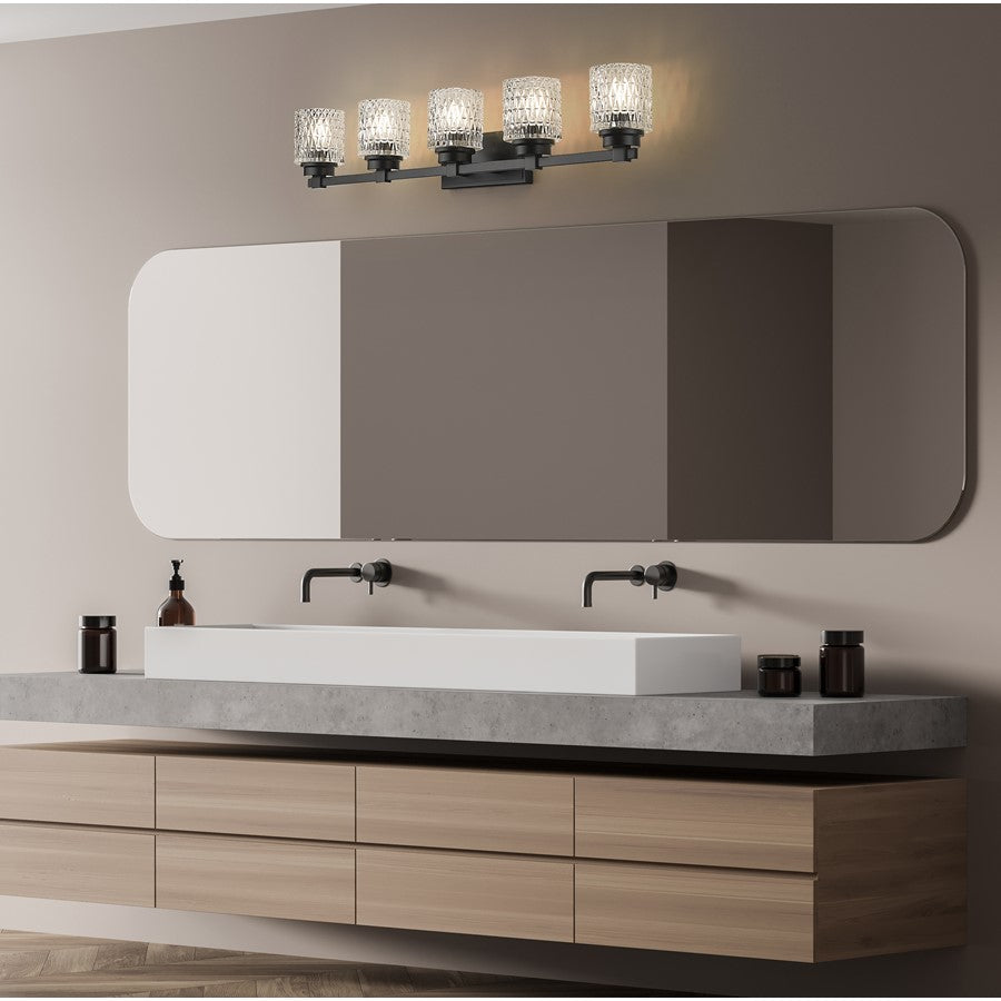 Z-Lite Jacqueline 5 Light Vanity, Matte Black/Clear Diamond