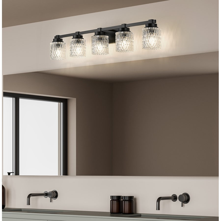 Z-Lite Jacqueline 5 Light Vanity, Matte Black/Clear Diamond