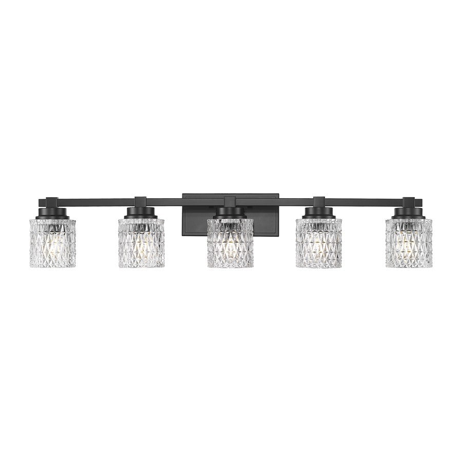 Z-Lite Jacqueline 5 Light Vanity, Matte Black/Clear Diamond