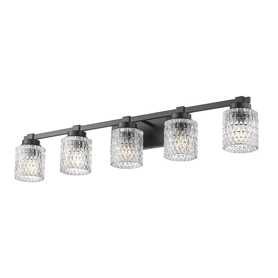 Z-Lite Jacqueline 5 Light Vanity, Matte Black/Clear Diamond