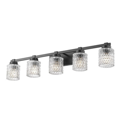 Z-Lite Jacqueline 5 Light Vanity, Matte Black/Clear Diamond