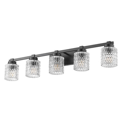 Z-Lite Jacqueline 5 Light Vanity, Matte Black/Clear Diamond