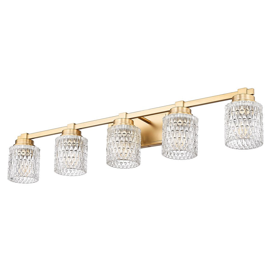 Z-Lite Jacqueline 5 Light Vanity, Modern Gold/Clear Diamond