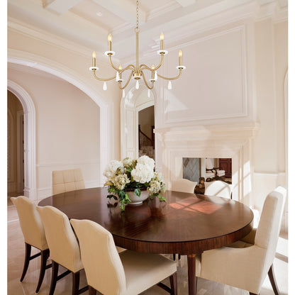 Z-Lite Toussant 6 Light 32" Chandelier, Mordern Gold