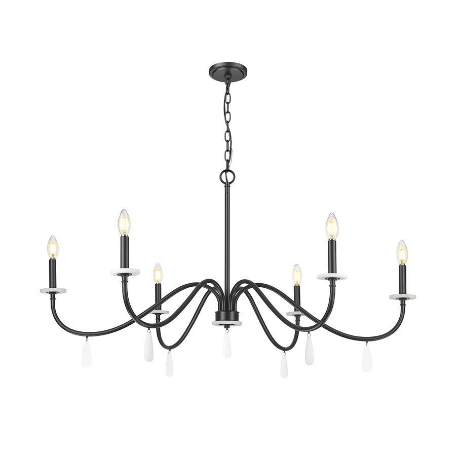 Z-Lite Toussant 6 Light 45" Chandelier, Matte Black