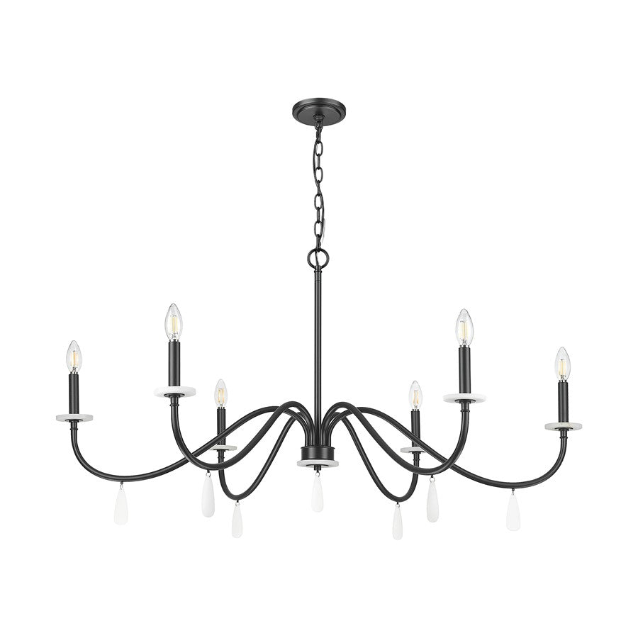 Z-Lite Toussant 6 Light 45" Chandelier, Matte Black
