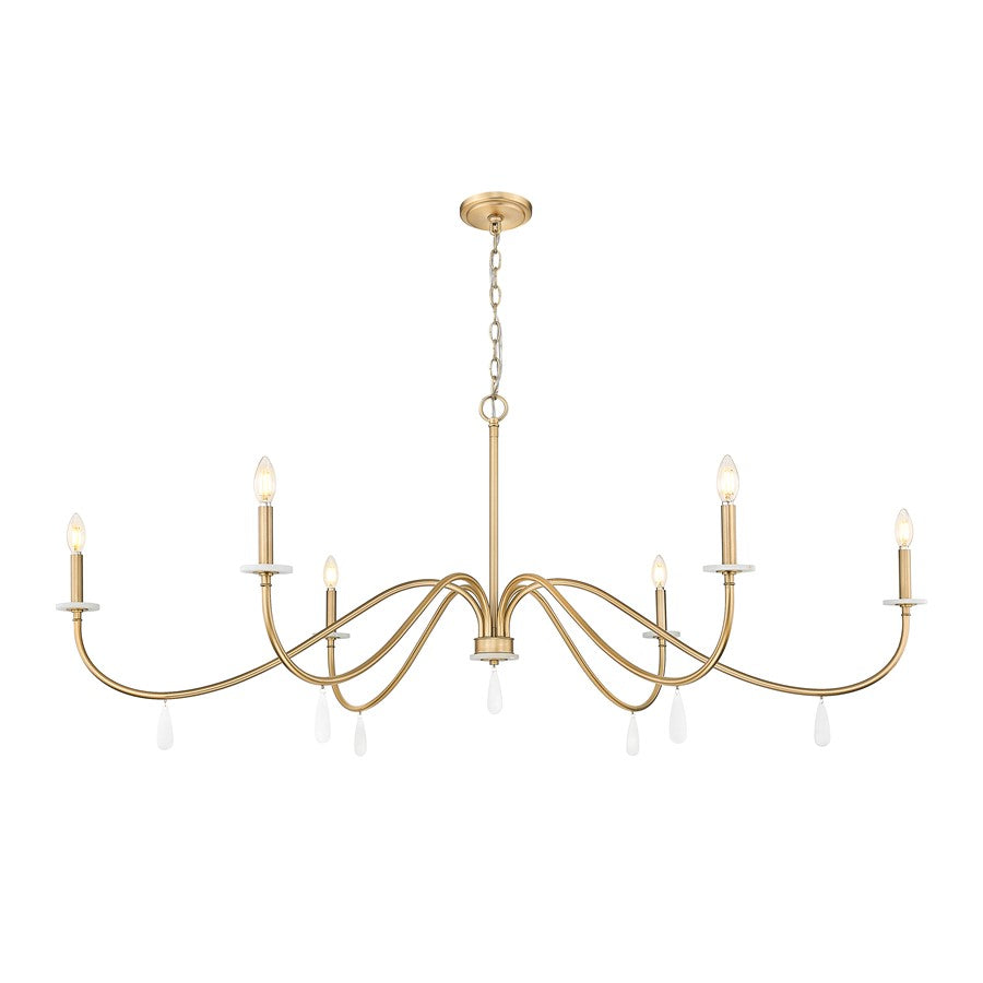 Z-Lite Toussant 6 Light 63" Chandelier, Mordern Gold