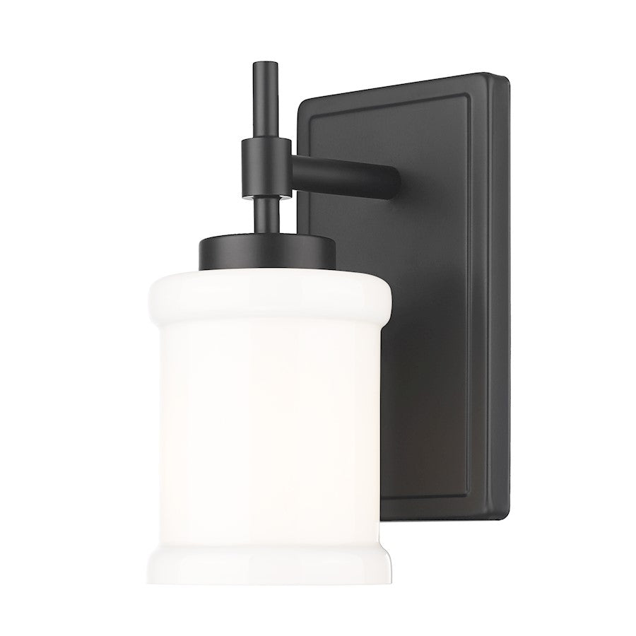 Z-Lite Cadoc 1 Light 4.5" Wall Sconce, Matte Black/Gloss Opal - 622-1S-MB