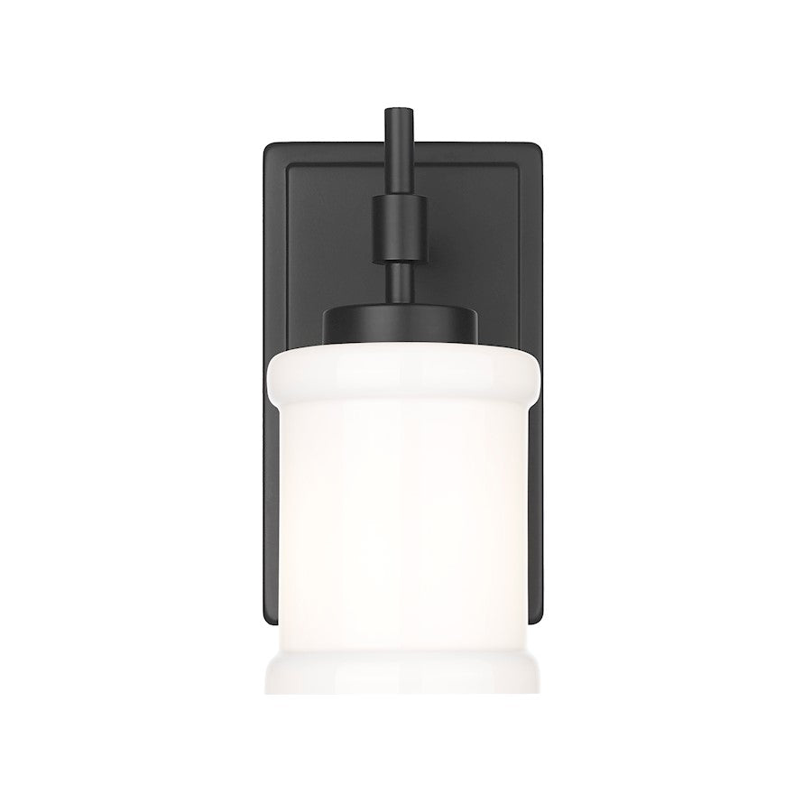 Cadoc 1 Light 4.5" Wall Sconce, Matte Black/Gloss Opal