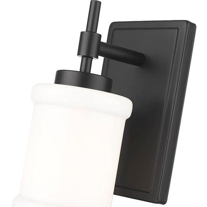 Cadoc 1 Light 4.5" Wall Sconce, Matte Black/Gloss Opal