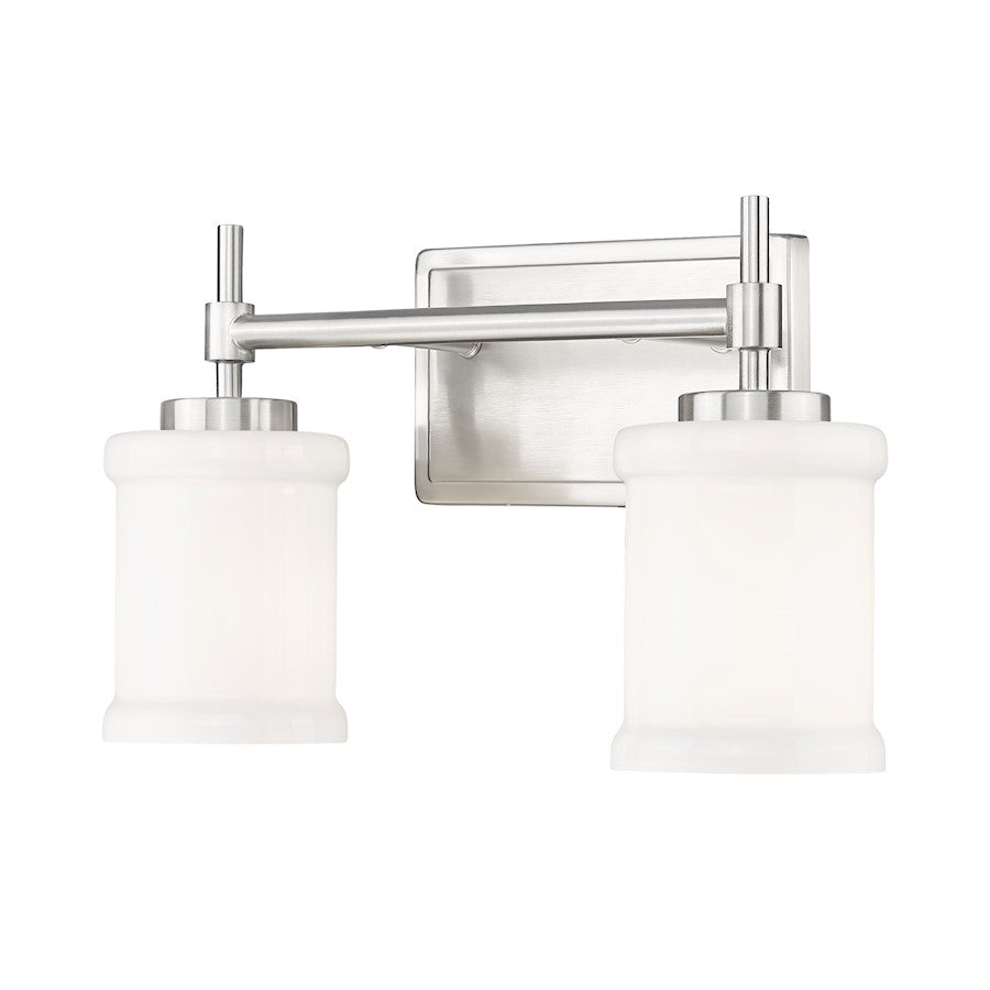 Z-Lite Cadoc 2 Light 15" Vanity, Brushed Nickel/Gloss Opal - 622-2V-BN