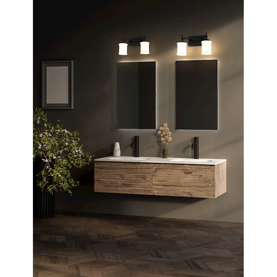 2 Light 15" Bathroom Vanity Light, Matte Black