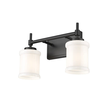 2 Light 15" Bathroom Vanity Light, Matte Black