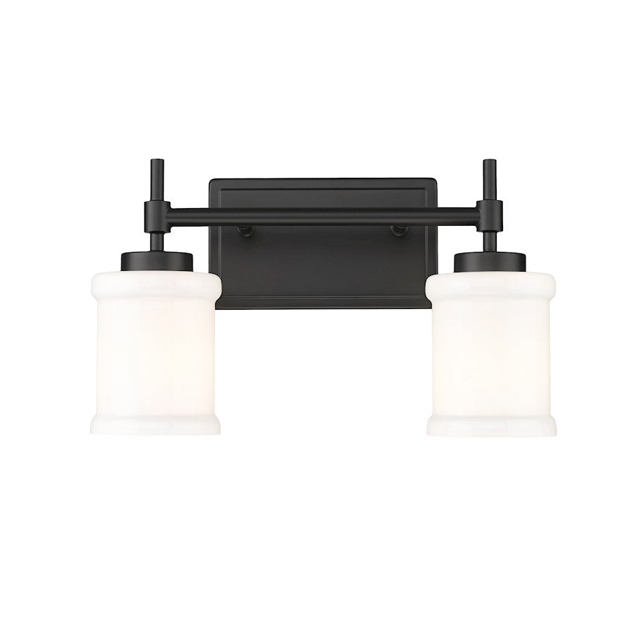 2 Light 15" Bathroom Vanity Light, Matte Black