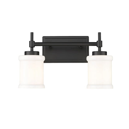 2 Light 15" Bathroom Vanity Light, Matte Black