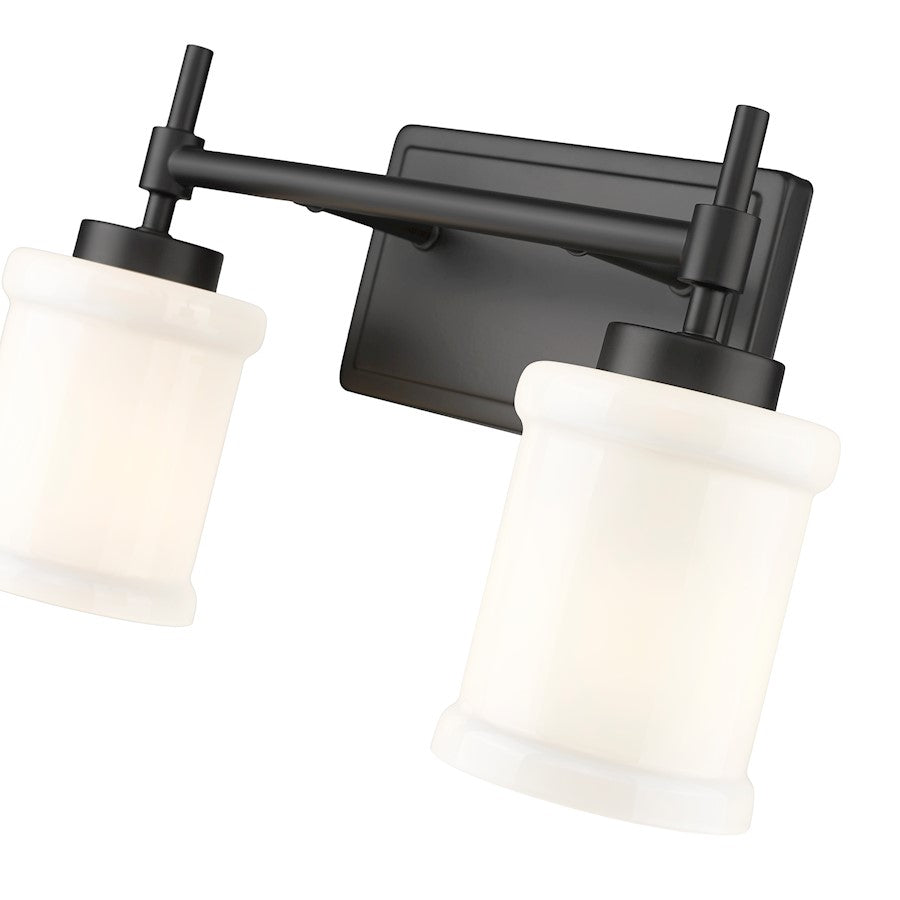 2 Light 15" Bathroom Vanity Light, Matte Black