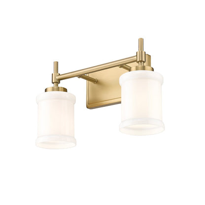 2 Light 15" Bathroom Vanity Light, Modern Gold