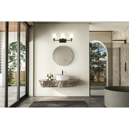 3 Light 23.5" Bathroom Vanity Light, Matte Black