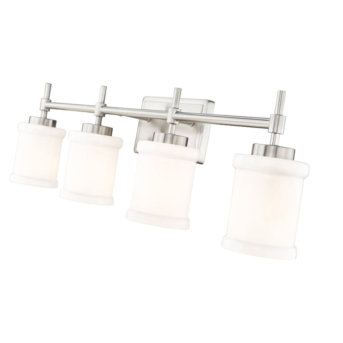 Z-Lite Cadoc 4 Light 31.5" Vanity, Brushed Nickel/Gloss Opal